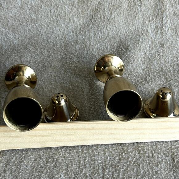 Vintage Dirilyte Dirigold Bronze Salt & Pepper Shakers Set Mid Century - Picture 5 of 6